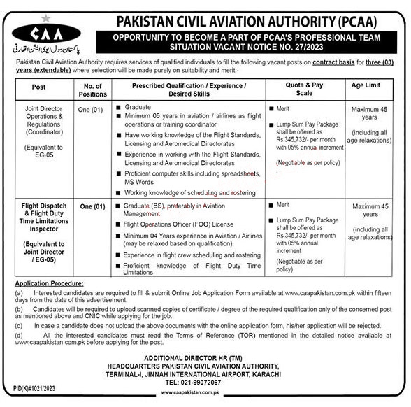 Civil Aviation Authority CAA Govt Jobs 2023 Latest