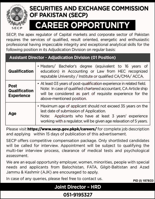 Securities and Exchange Commission of Pakistan (SECP) Govt Jobs 2023 Latest
